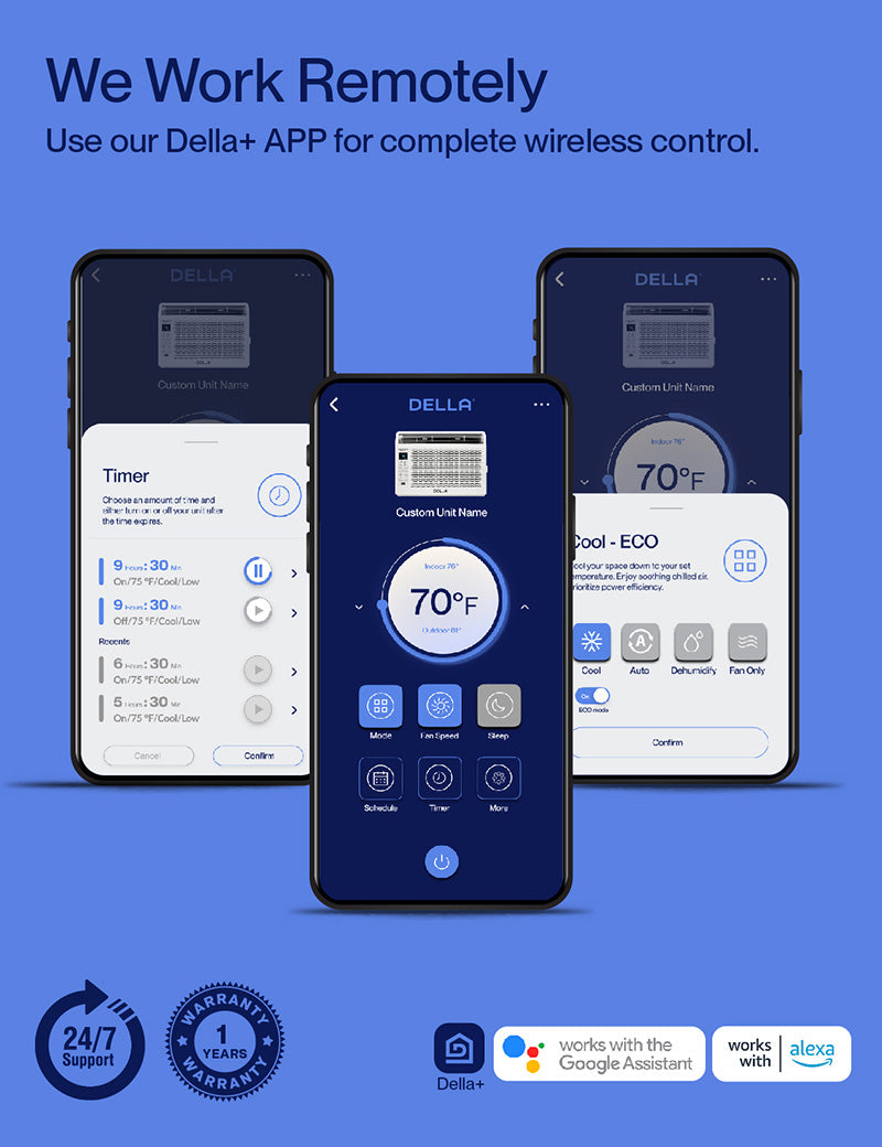 DELLA Fenestra Series 6000 BTU Smart Window AC with Remote/App Control, Cools Up to 250 Sq. Ft