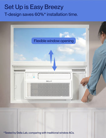 DELLA Miri Series 8000 BTU Smart Inverter Window Air Conditioner Ultra Quiet AC Unit Cools up to 350 Sq.Ft.