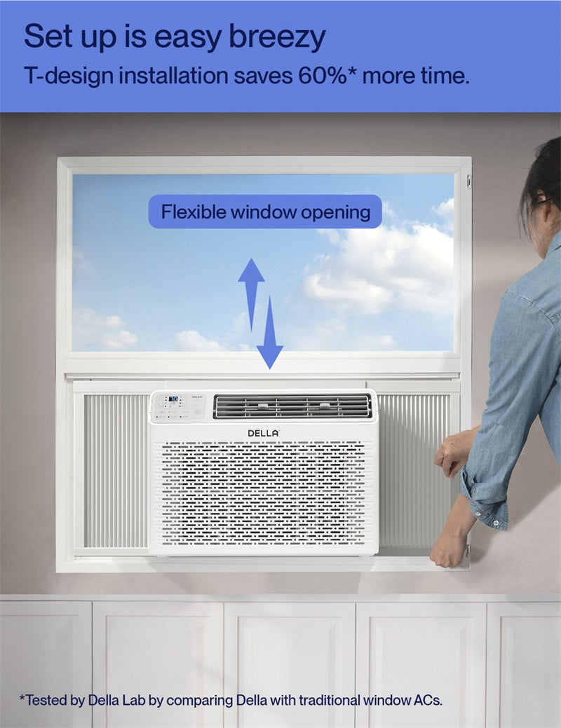 DELLA Fenestra Series 8000 BTU Smart Window AC with Remote/App Control, Cools Up to 350 Sq. Ft