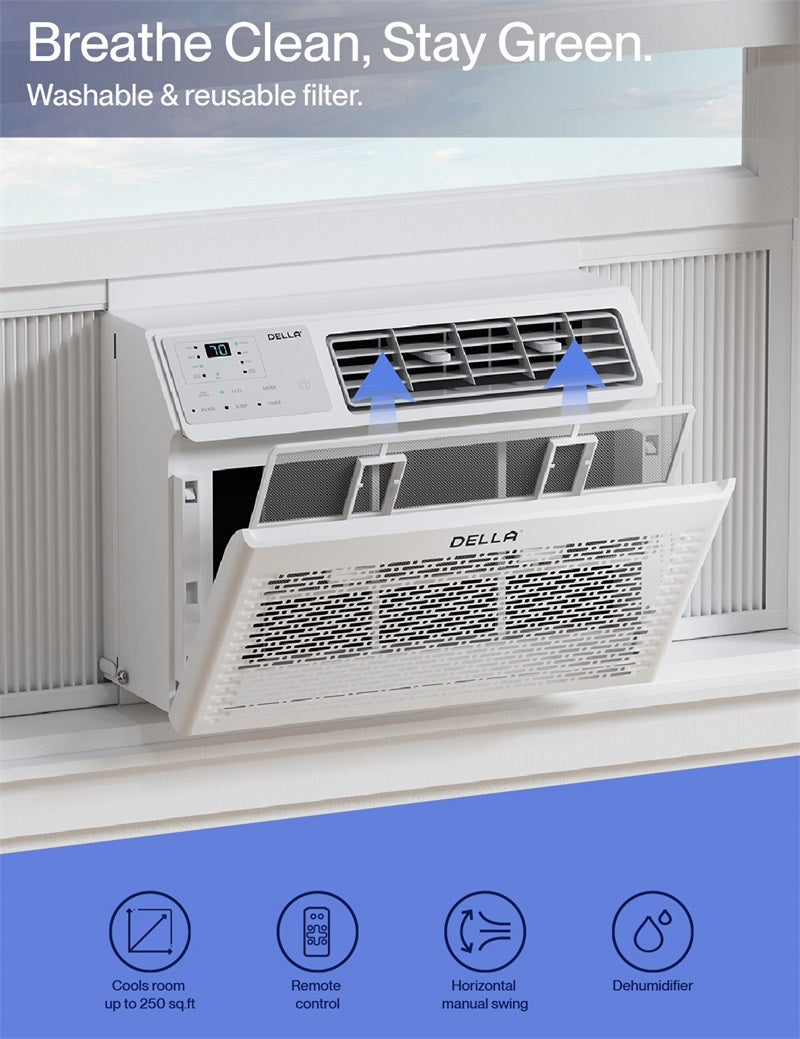 DELLA Fenestra Series 8000 BTU Smart Window AC with Remote/App Control, Cools Up to 350 Sq. Ft