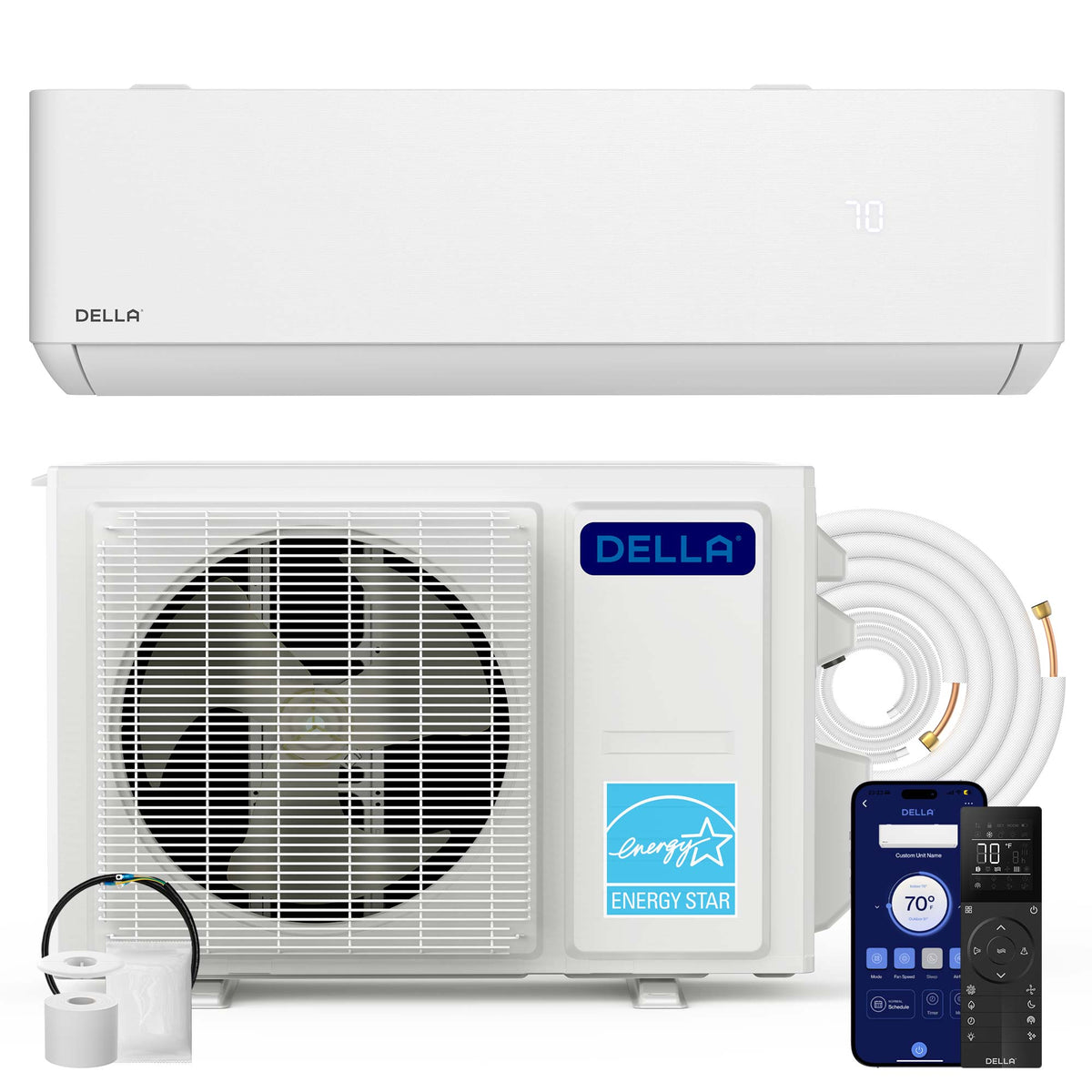 Della 12000 BTU Mini Split AC R-454B – SEER2 23 Heat Pump