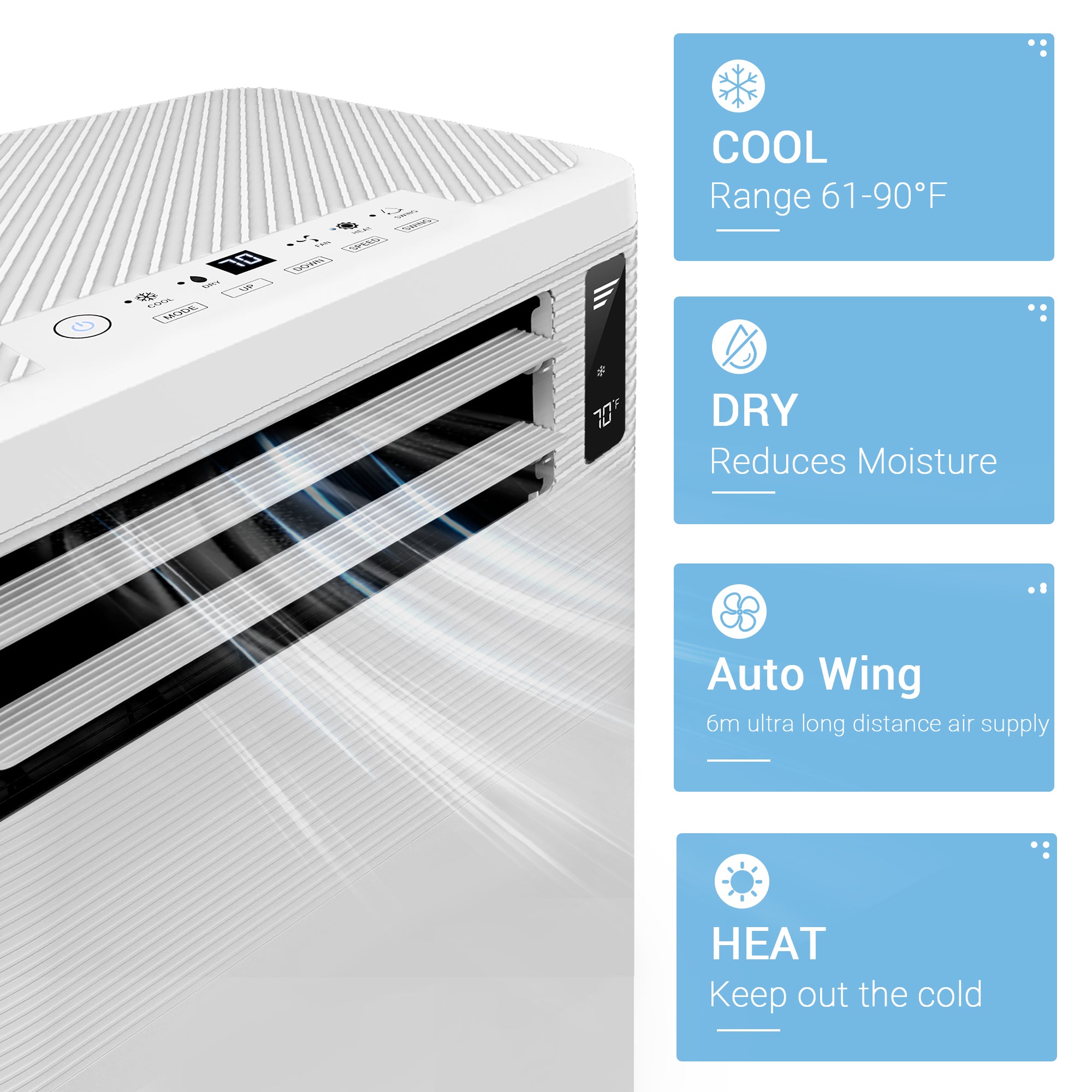 14000 BTU Smart WiFi Enabled Portable AC with Remote/App Control, Cools Up To 800 Sq.ft
