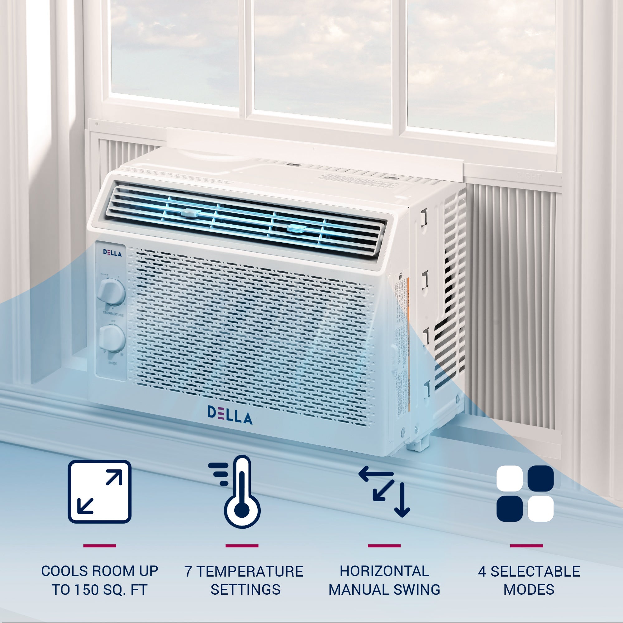 5000 BTU Smart Window AC with Remote/App Control, Cools Up to 150 Sq. Ft.