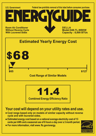 DELLA Fenestra Series 8000 BTU Smart Window Air Conditioner, Cools Up to 350 Sq. Ft