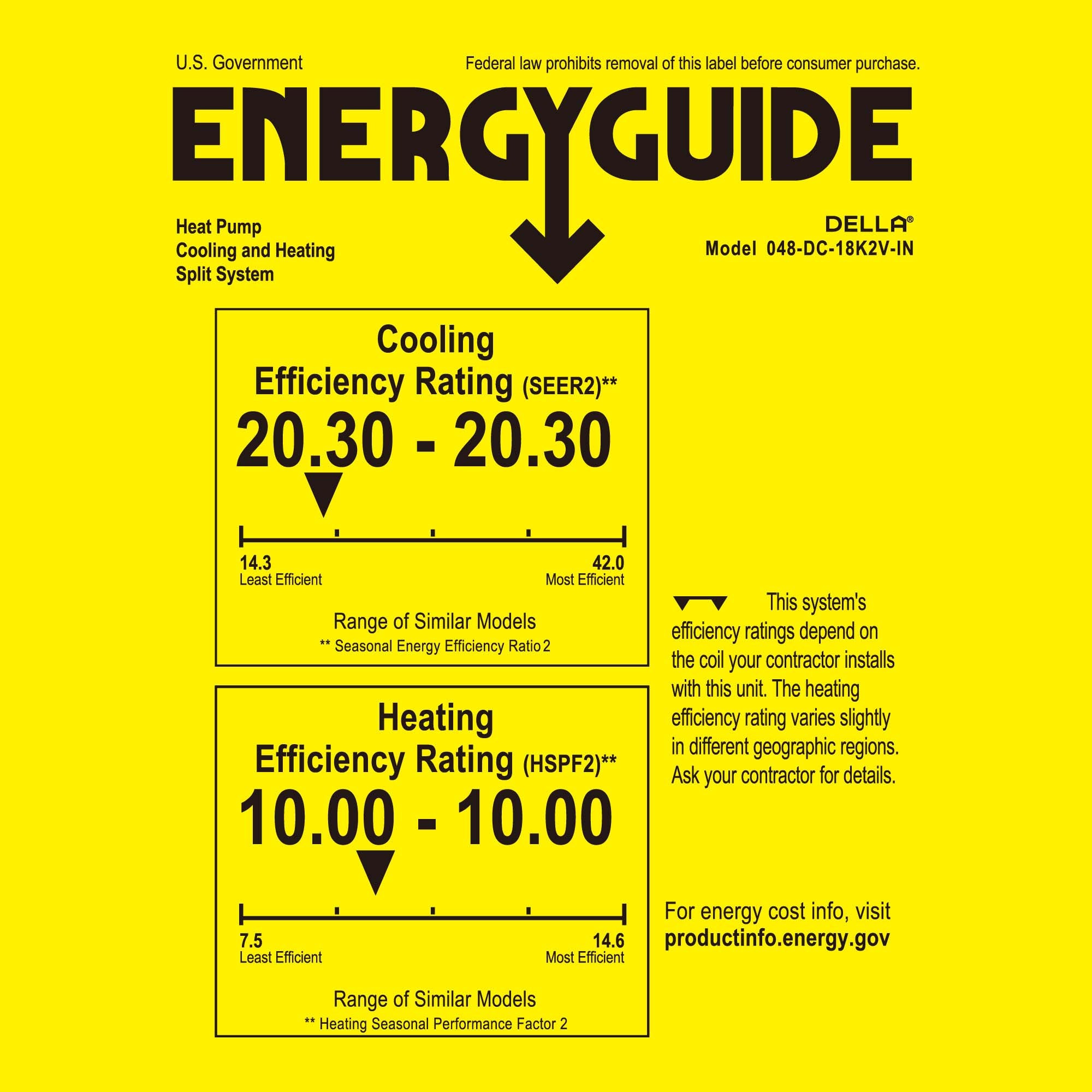 DELLA 17000 BTU 20.3 SEER2 Concealed Ducted Mini Split Air Conditioner