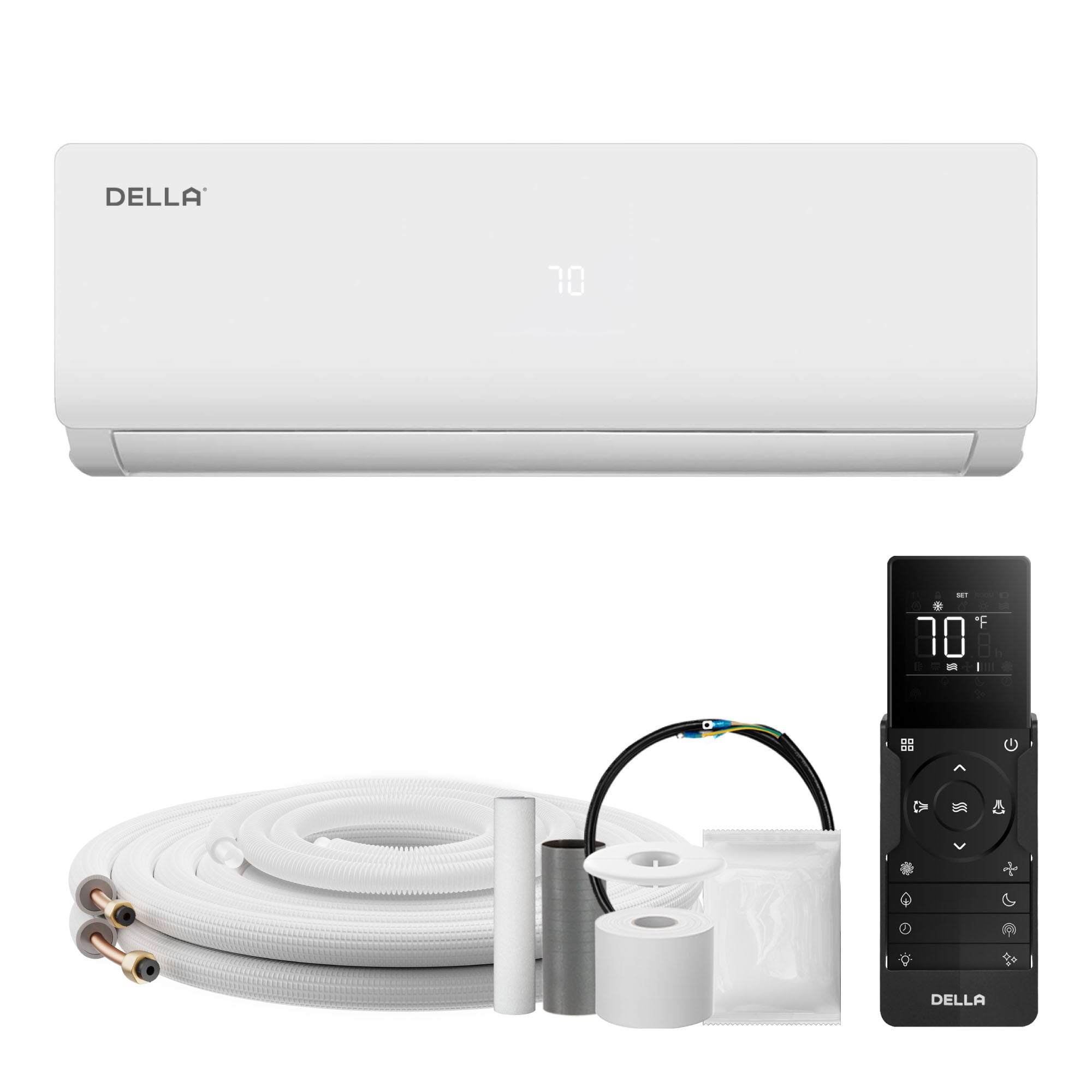 DELLA Vario Series 9000 BTU SEER2 20 Mini Split Heat Pump AC Indoor Unit with Installation Kit