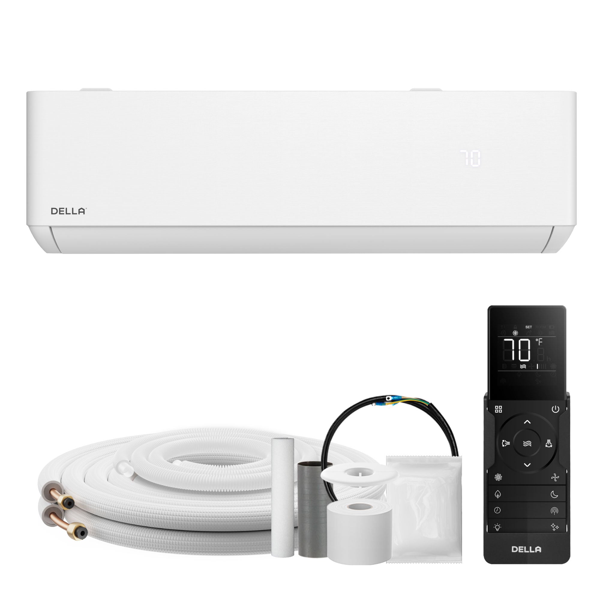 DELLA Optima Series 12000 BTU 24 SEER2 Mini Split Heat Pump AC Indoor Unit with Installation Kit