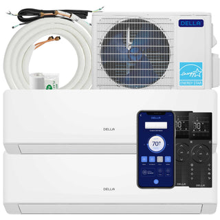 DELLA Serena Series 18000 BTU Dual Zone Mini Split AC (9K + 12K) - Up to 950 Sq.Ft.