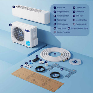 DELLA Serena Series 18000 BTU Dual Zone Mini Split AC (7K + 12K) - Up to 850 Sq.Ft.