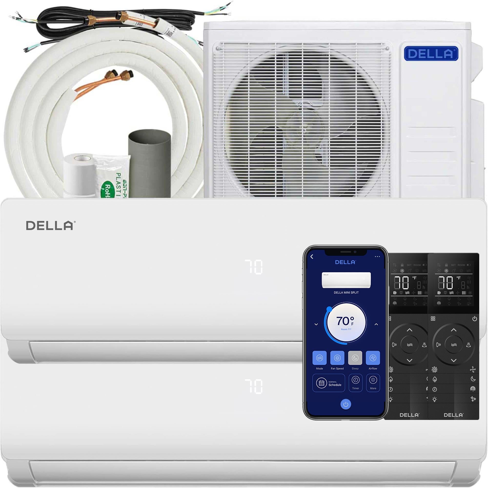 DELLA Vario Series 18000 BTU Dual Zone Mini Split AC (12K + 12K) – Up to 1100 Sq.Ft.