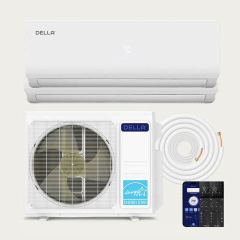 Aire acondicionado minisplit de doble zona DELLA Serie Vario de 20000 BTU (12K + 12K) - Hasta 1100 pies cuadrados