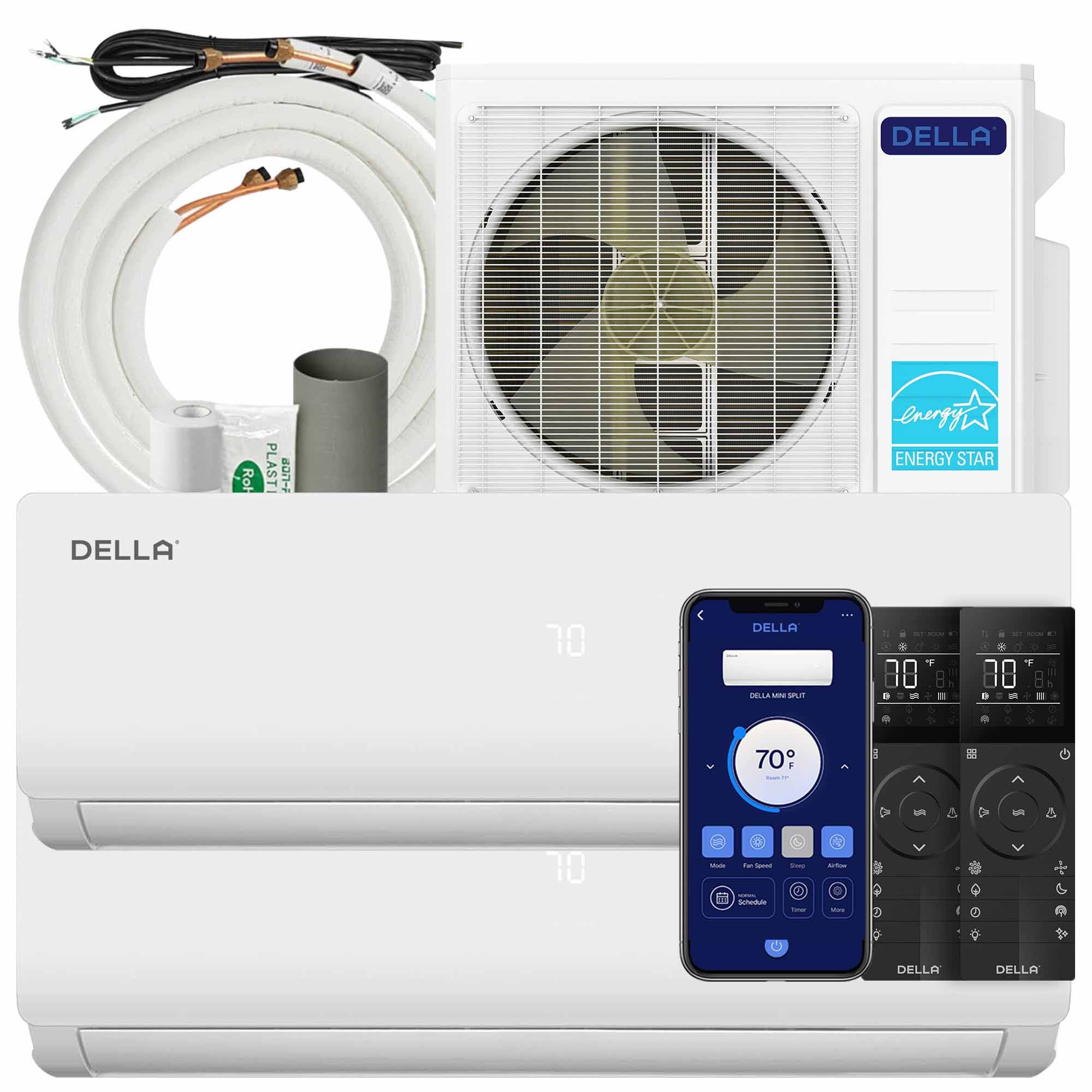 DELLA Vario Series 20000 BTU Dual Zone Mini Split AC (9K + 9K) - Up to 800 Sq.Ft.