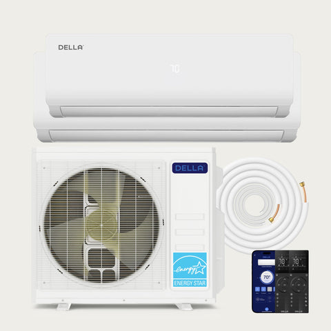 Aire acondicionado minisplit de zona dual DELLA Serie Vario de 28000 BTU (12k+18k) - Hasta 1550 pies cuadrados