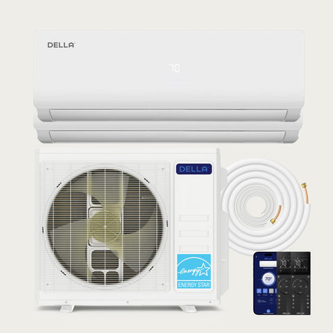Aire acondicionado minisplit de zona dual DELLA Serie Vario de 28000 BTU (18k+18k) - Hasta 2000 pies cuadrados
