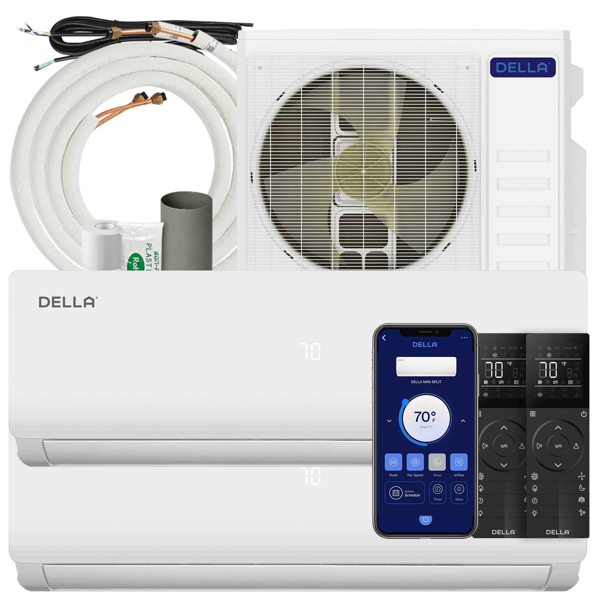 DELLA Vario Series 28000 BTU Dual Zone Mini Split AC with R-454B (9k+12k) -Up to 950 Sq.Ft.
