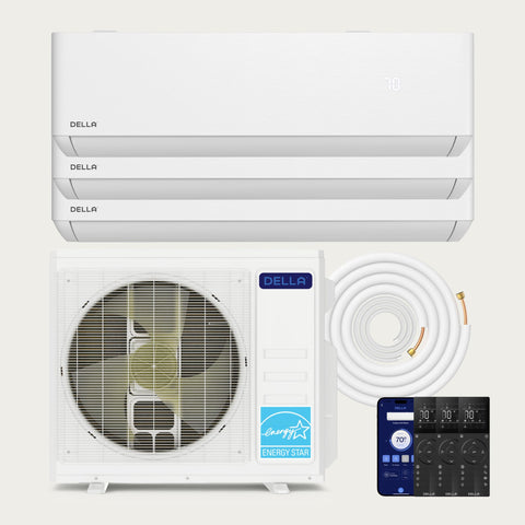 Aire acondicionado minisplit trizona DELLA Optima Series de 27000 BTU (9K+9K+12k) - Hasta 1350 pies cuadrados