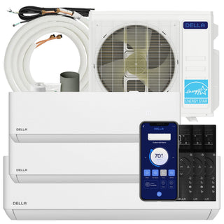 DELLA Optima Series 27000 BTU Tri-Zone Mini Split AC (9K+9K+18k) - Up to 1800 Sq.Ft.