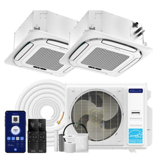 DELLA 35000 BTU Dual Zone Ceiling Cassette Mini Split AC (12K+18K) - Up to 1550 Sq.Ft.