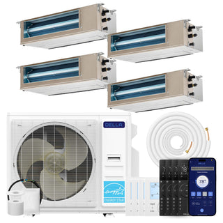DELLA 34000 BTU Quad Zone Concealed Ducted Mini Split Heat Pump AC (9.5K + 9.5K + 9.5K + 9.5K)