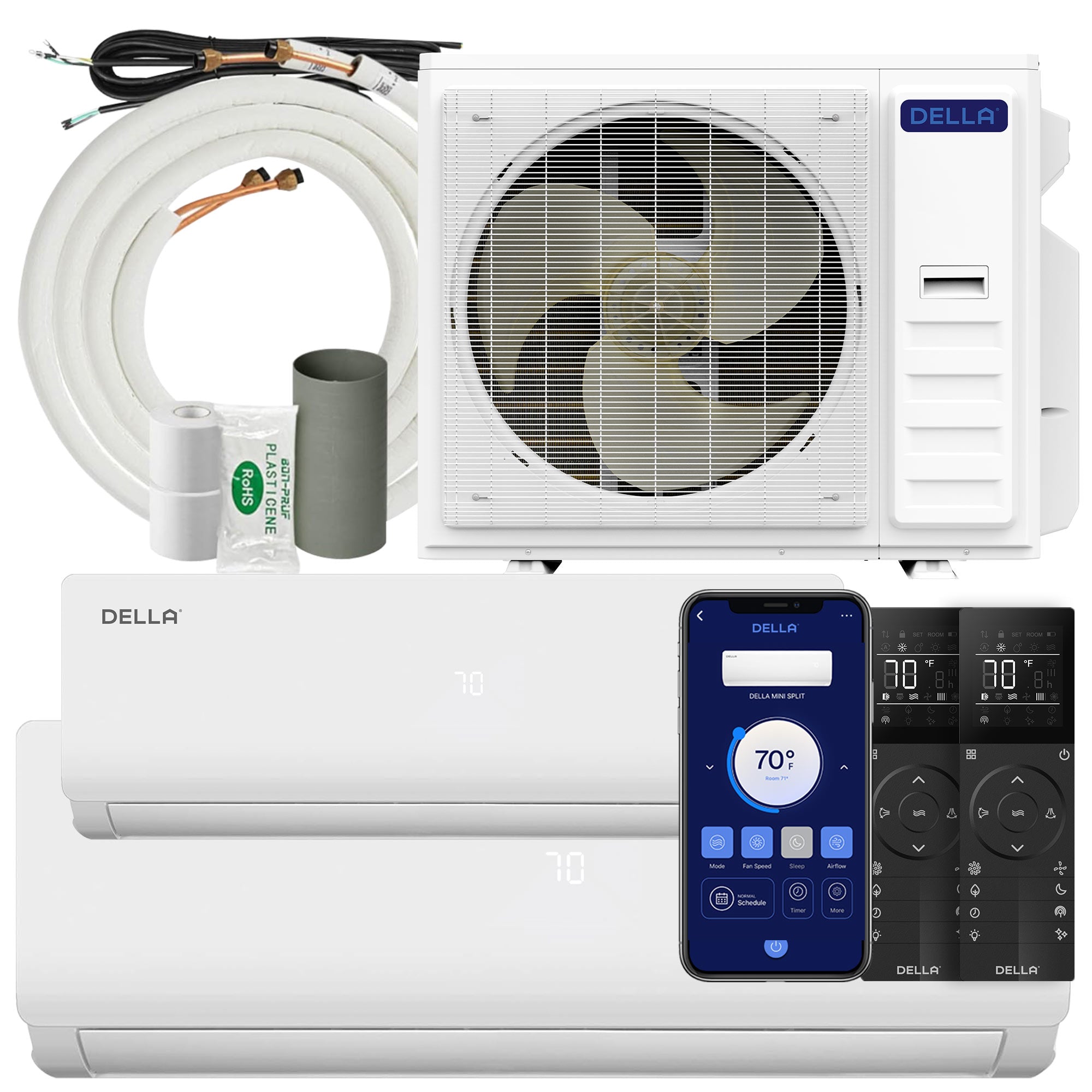 DELLA Vario Series 35000 BTU Dual Zone Mini Split AC (18K+24K) - Up to 2500 Sq.Ft.