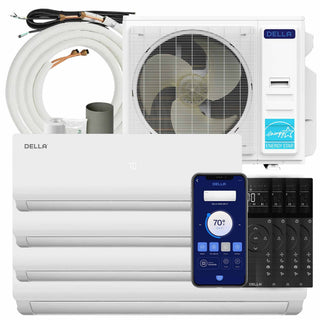 DELLA Vario Series 35000 BTU Quad Zone Mini Split AC (9K+9K+9K+18K) - Up to 2200 Sq.Ft.