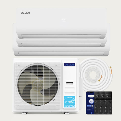 DELLA Serie Vario 35000 BTU Tri-Zone Mini Split AC (9K+9K+24K) - Hasta 2300 pies cuadrados