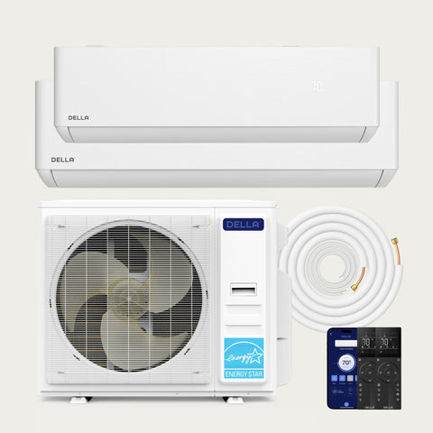 Aire acondicionado minisplit de zona dual DELLA Optima Series 35000 BTU (12K+23K) - Hasta 2050 pies cuadrados