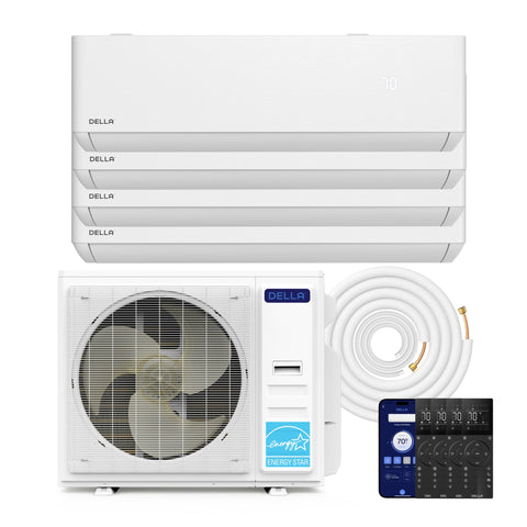 Aire acondicionado minisplit de cuatro zonas DELLA Optima Series de 35 000 BTU (9 000 + 9 000 + 9 000 + 12 000) - Hasta 1750 pies cuadrados