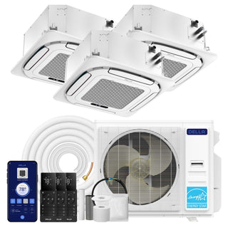 DELLA 42000 BTU Tri-Zone Ceiling Cassette Mini Split AC (9K+9K+23K) - Up to 2300 Sq.Ft.