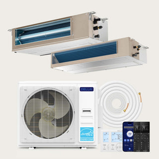DELLA 36000 BTU Dual Zone Concealed Ducted Mini Split Heat Pump AC (9K + 24K)
