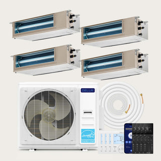 DELLA 36000 BTU Quad Zone Concealed Ducted Mini Split Heat Pump AC (9K + 9K+ 9K+ 12K)