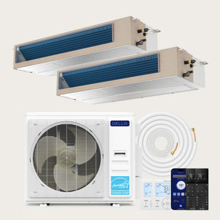 DELLA 41000 BTU Dual Zone Concealed Ducted Mini Split Heat Pump AC (22K+22K)