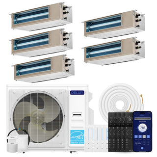 DELLA 41000 BTU Five Zone Concealed Ducted Mini Split Heat Pump AC (9.5K + 9.5K + 9.5K + 9.5K + 9.5K)