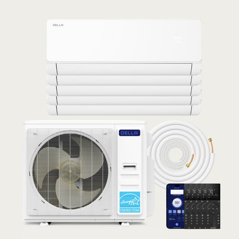 DELLA Vita Series 42000 BTU Five Zone Mini Split AC (9K+9K+9K+9K+9K) - Up to 2000 Sq.Ft.