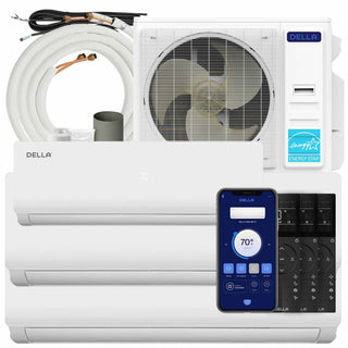 DELLA Vario Series 45000 BTU Tri-Zone Mini Split AC (9K+18K+18k) - Up to 2400 Sq.Ft.