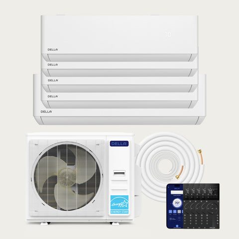 DELLA Optima Pro CloudAir Series 36000 BTU Five Zone Mini Split AC (6K+6K+6K+9K+12K) - Up to 1850 Sq.Ft.