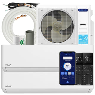 DELLA Optima Series 42000 BTU Dual Zone Mini Split AC (23K+23K) - Up to 3000 Sq.Ft.