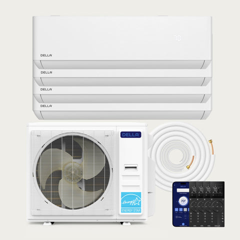 Aire acondicionado minisplit de cuatro zonas DELLA Optima Series 42000 BTU (9K+12K+12k+12k) - Hasta 2050 pies cuadrados