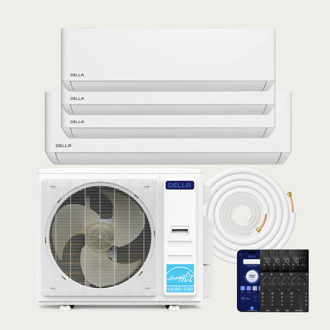 Aire acondicionado minisplit de cuatro zonas DELLA Optima Series 42000 BTU (9K+12K+12k+23k) - Hasta 3000 pies cuadrados