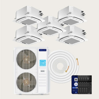 DELLA 48000 BTU Five Zone Ceiling Cassette Mini Split AC (9K+9K+9K+12K+12K) - Up to 2300 Sq. Ft.