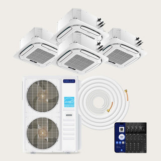 DELLA 48000 BTU Quad Zone Ceiling Cassette Mini Split AC (9K+12K+12K+18K) - Up to 2500 Sq. Ft.