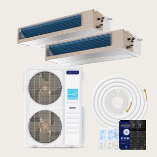 DELLA 48000 BTU Dual Zone Concealed Ducted Mini Split Heat Pump AC (24K+ 24K)