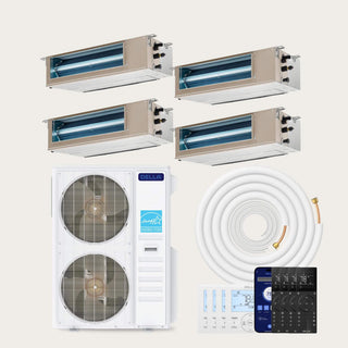 DELLA 48000 BTU Quad Zone Concealed Ducted Mini Split Heat Pump AC (9K+9K+9K+18K)