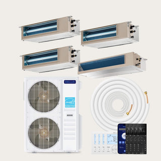 DELLA 48000 BTU Quad Zone Concealed Ducted Mini Split Heat Pump AC (9K+9K+9K+24K)