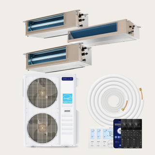 DELLA 48000 BTU Tri-Zone Concealed Ducted Mini Split Heat Pump AC (9K+ 18K+24K)