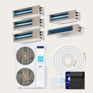 DELLA 55000 BTU Five Zone Concealed Ducted Mini Split Heat Pump AC （9.5K+9.5K+9.5K+9.5K+22K)