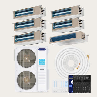 DELLA 55000 BTU Six Zone Concealed Ducted Mini Split Heat Pump AC （9.5K+9.5K+9.5K+9.5K+11K+22K)