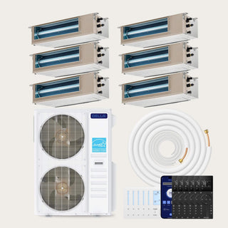 DELLA 55000 BTU Six Zone Concealed Ducted Mini Split Heat Pump AC （9.5K+9.5K+9.5K+9.5K+17K+17K)