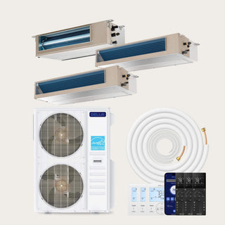 DELLA 55000 BTU Tri-Zone Concealed Ducted Mini Split Heat Pump AC (17K+22K+22K)