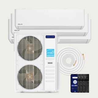 DELLA Optima Pro CloudAir Series 48000 BTU Tri-Zone Mini Split AC (9K+12K+24K) - Up to 2450 Sq.Ft.
